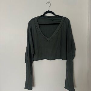 Urban Outfitters Charcoal V-Neck Blouse